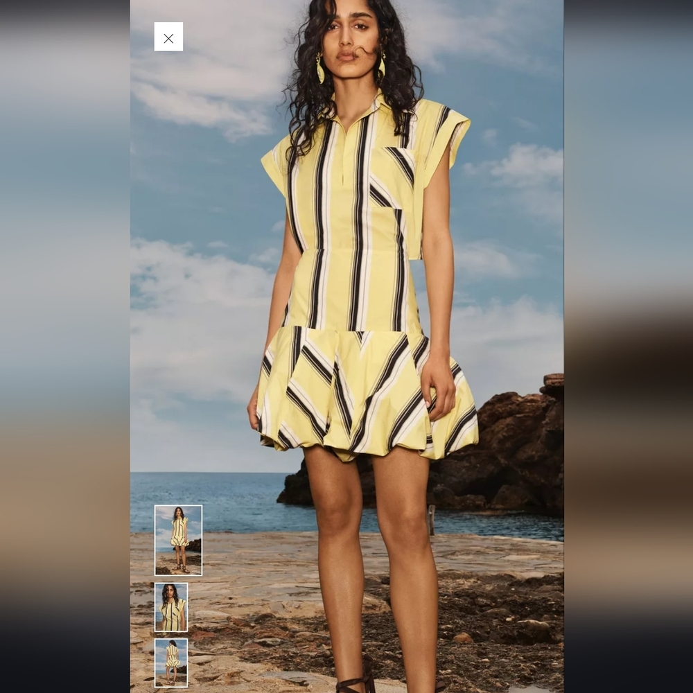 Zara Yellow and Black Striped Mini Dress